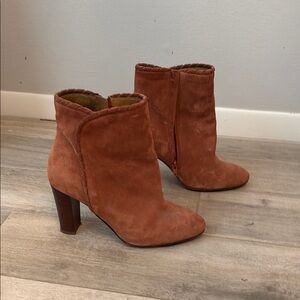 Sezane Pink Heeled Boots Suede Ankle